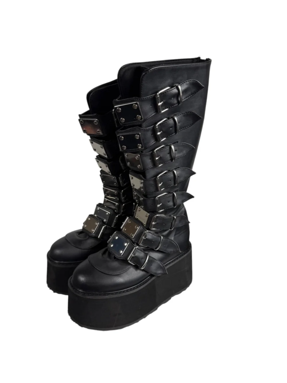 Demonia Cult Damned Platform Combat Military Punk Moto Boots Women's 8 Black